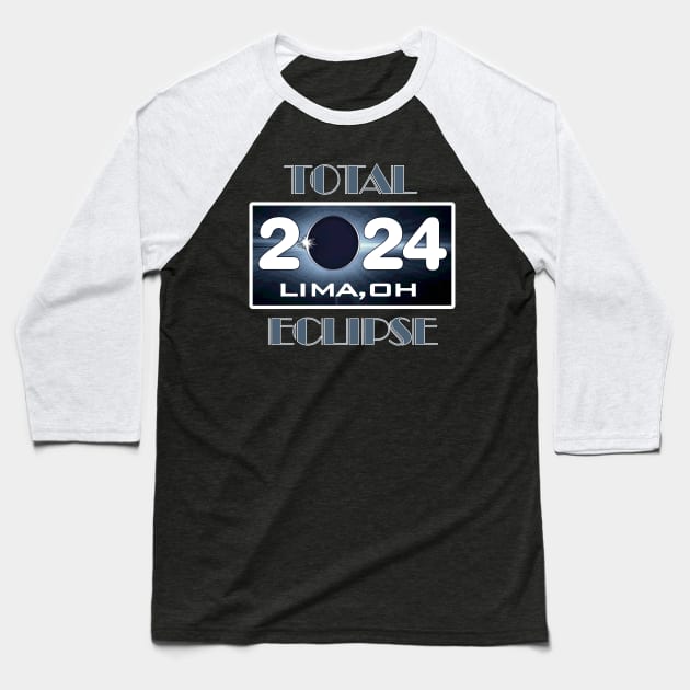 Eclipse Lima OH Total Solar Eclipse April 2024 Totality Baseball T-Shirt by DesignFunk